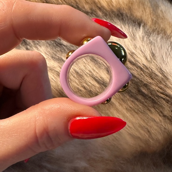 Retro Lavender Gold Bubble Resin Statement Ring - Picture 5 of 6